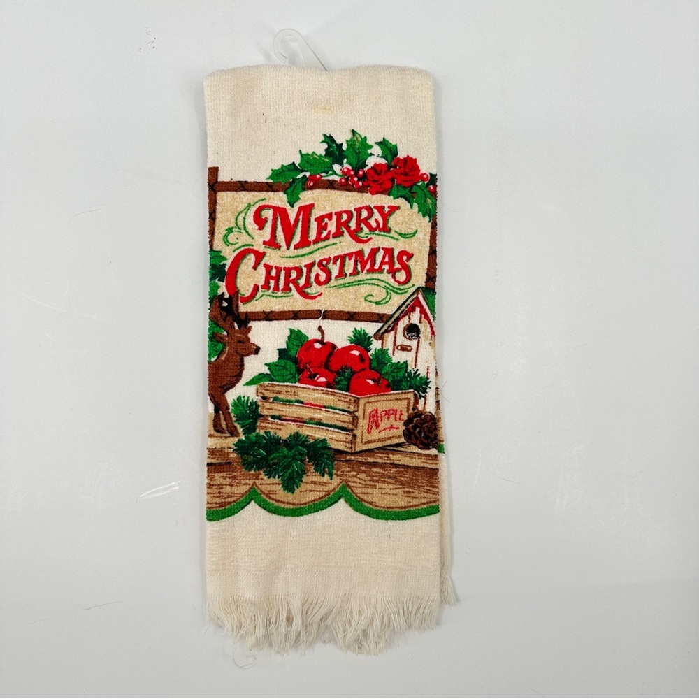 Vintage Cecil Saydah Kitchen Hand Dish Towel Country Christmas Classic Holidays